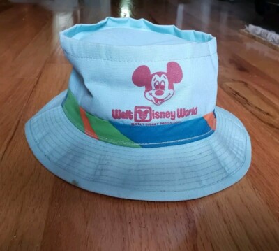 Vintage 1970s Walt Disney World WDW Men’s Mickey Mouse Camp Style Roll Up Hat-image