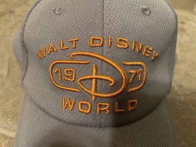 WALT DISNEY WORLD D 1971 ADULT GRAY ORANGE PERFORMANCE ATHLETIC BASEBALL HAT CAP-image