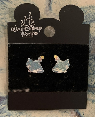 Vintage Walt Disney World Cinderella Blue Ballgown Earrings Post Pierced-image