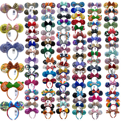 100 Styles Disney Parks Minnie Mouse Sequin Ears Bow Headband US FAST SHIP-image