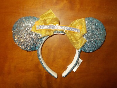Disney Parks Walt Disney World Minnie Mouse Blue Sequin Ears Headband-image