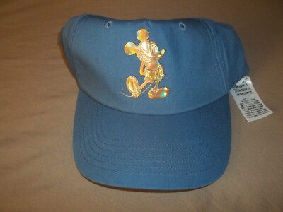 Disney Parks WDW 50th Anniversary Blue Gold Mickey Mouse Baseball Cap Hat NEW-image