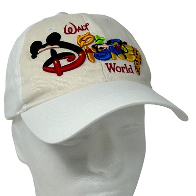 Walt Disney World Resort Hat Cap Embroidered Characters 6 Panel Snapback White-image