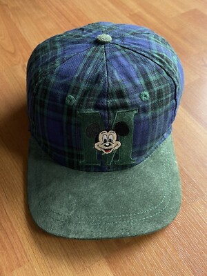 Vintage VTG Mickey Mouse Plaid Snap Back Cap Walt Disney World WDW-image