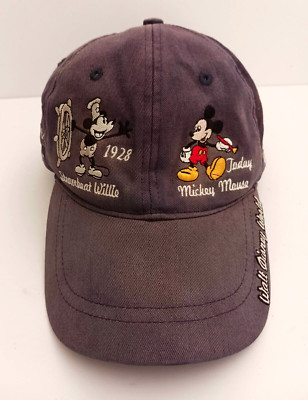 VTG Disney World 90s White Tag Mickey Through the Years Navy Strapback Hat-image