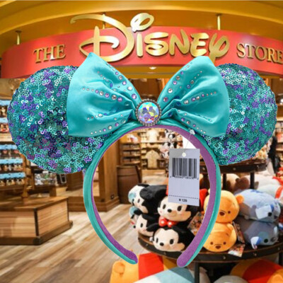 Disney- Parks Minnie Mouse Blue Little Mermaid Sequin Ears Headband Kids Gift --image