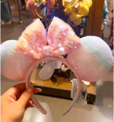 Disney Parks Tokyo Resort Little Mermaid Ariel PINK Iridescent Ears Headband-image