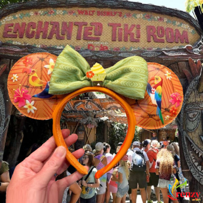 Disney Parks WDW Enchanted Tiki Room Birds Minnie Mouse Headband Ears Dole Whip-image