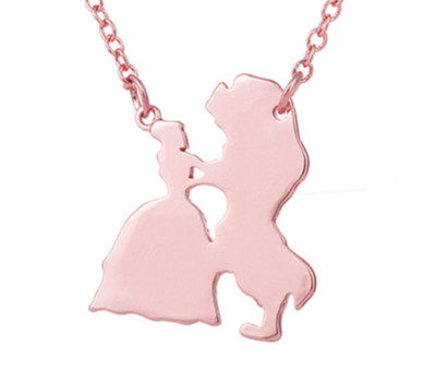 ROSE GOLD BEAUTY AND THE BEAST NECKLACE WALT DISNEY WORLD DISNEYLAND JEWELRY-image