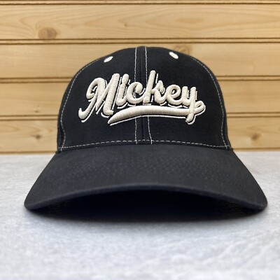 Disney MICKEY Mouse Hat Ball Cap Adjustable SNAPBACK Black 3D Embroidered Logo-image