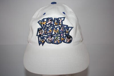 VTG Walt Disney World Baseball Hat White Embroidered Characters On Front-image