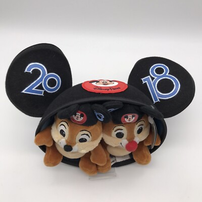 Disney Parks 2018 Mickey Ears Hat Cap with Matching Chip & Dale Plush WDW New-image