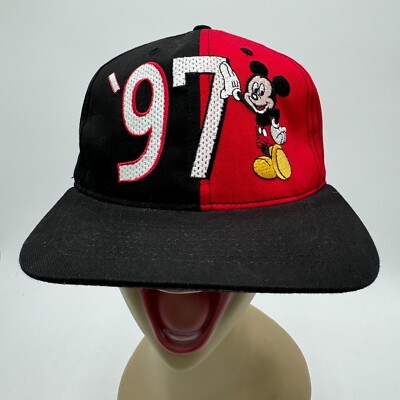 Vtg 1997 Walt Disney World Hat Mickey Mouse Kids One Size Snapback Cap-image