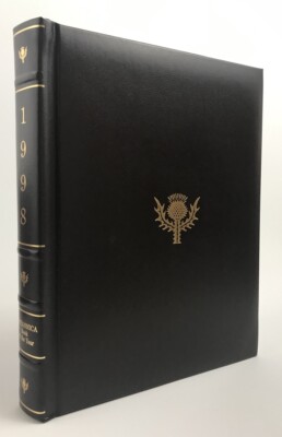 Encyclopedia Britannica '1998 BRITANNICA BOOK OF THE YEAR' Brown Padded Leather-image