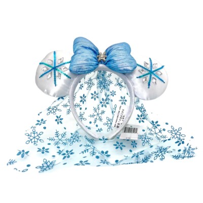 2022 Disney~Parks Ears Crystal Elsa Snowflake Blue Minnie Mouse Ears Headband-image
