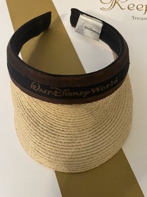 Walt Disney World Parks Woven Straw Sun Visor Hat Adult One Size Black Beige-image