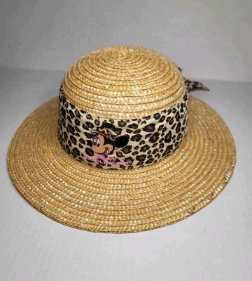 Walt Disney World Animal Kingdom 100% Straw Sun Hat Kids Minnie Mouse Leopard-image
