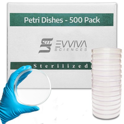 Evviva Sciences Petri Dish 500 Pack – 500 Petri Dishes – 100 X 15mm – Premium...-image