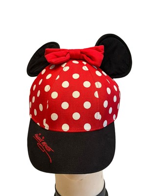 Minnie Mouse Ears Polka Dots Bow Youth Baseball Cap Hat Snap Walt Disney World-image