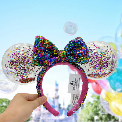 Disney-Parks Ears Rainbow Edition Minnie Ears Confetti Star Sparkle Headband-image
