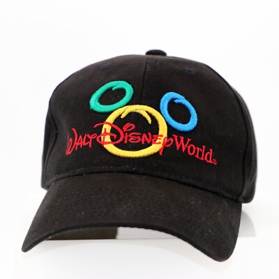 VTG Walt Disney World Hat Cap Multicolor Embroidered Circle Mickey Adult OS Y2K-image