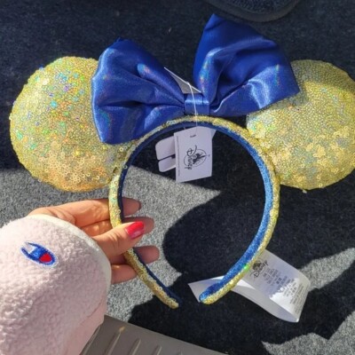 Gold Shimmer Blue WDW 50th EARidescent Minnie Mouse Disney Ears Headband-image