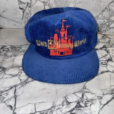 Vintage 70s Walt Disney World Blue Corduroy Hat Cap Snapback Olympian USA-image