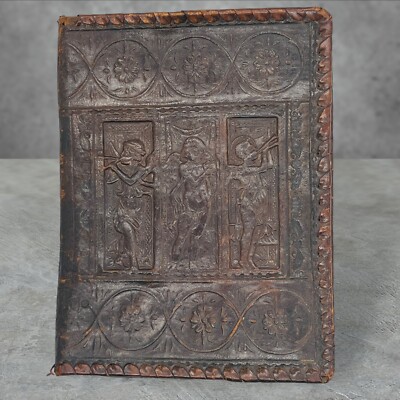 Antique 1880's Handmade Leather Bound Notebook Sketch Ledger Art Noveau Cherubs-image