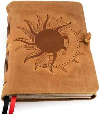 Leather Journal with Lined Paper - Top Grain Leather Bound Journal - Sun & Mo...-image
