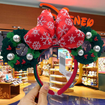 Christmas Holiday DisneyPark Pearl Wreath Puff Headband Minnie Mickey Mouse Ears-image