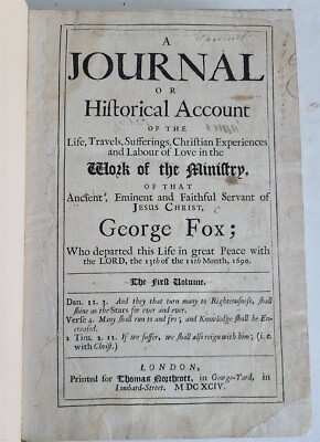 1694 George Fox's Journal antique FOLIO Account of Life Travels Sufferings-image