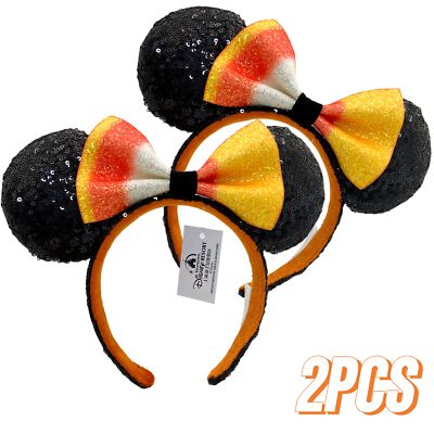 Disney-Parks Halloween Candy Corn Sequins Bow Minnie Mouse Ears Headband 2Pcs-image