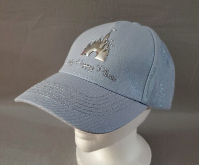 Disney Parks My Happy Place Cap Women Blue Glitter Adjustable Hat-image