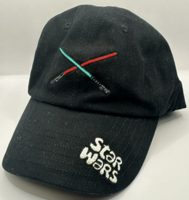 Disney Parks Star Wars Lightsaber Blue & Red Adjustable Black Baseball Cap Hat-image