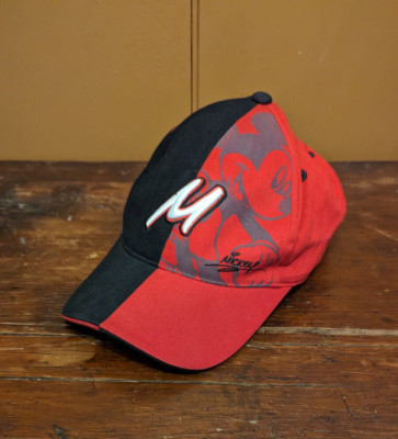 Walt Disney World Adult Hat Mickey Mouse Embroidered M Red Black Graphic Cap EUC-image