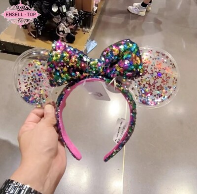 Sparkle Minnie Mickey Ears Rainbow Star Confetti Disney Parks Sequin Headband-image