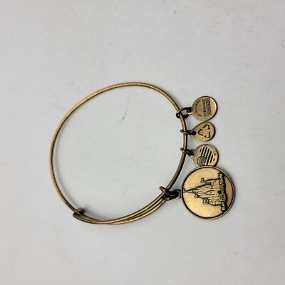 Alex and Ani Disney Parks Cinderella's Castle gold tone Charm Bracelet Bangle -image