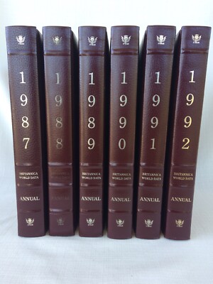 Encyclopedia Britannica Book of the Year Annual World Data 1987-1992 Leather-image