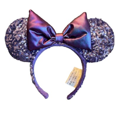 Disney Parks Minnie Mouse Ears Purple Sequin Bow Headband OS-image