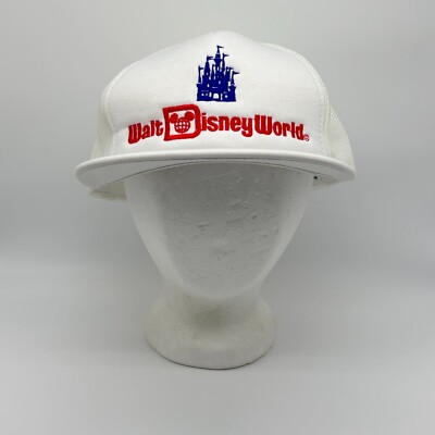 Vintage Walt Disney World DEADSTOCK NWOT Trucker Hat White Snapback Adjustable-image