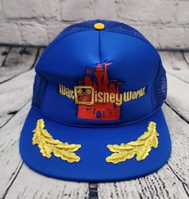 VTG NWT 80s Walt Disney World Snapback Mesh Trucker Hat Gold Leaf Scrambled Egg-image