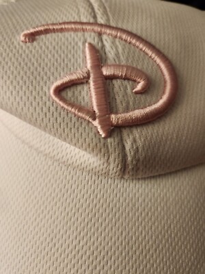 Disney Parks White Strapped Back Hat Cap With Pink D Embroidered-image