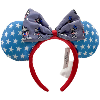 Disney~Parks Blue Minnie Mouse Ears Star Headband Mickey Bow Ears Headwear-image