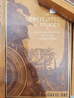 An Encyclopedia of Tolkien by David Day Leather Bound Hardback Hobbits Lord Ring-image
