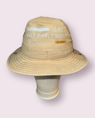 Walt Disney World Bucket Safari Hat-Khaki-Canvas-Chin Strap-Authentic-NWOT-image
