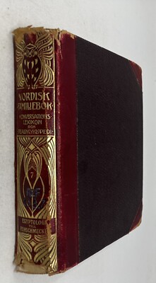 Antique 1907 NORDISK FAMILJEBOK  Encyclopedia Vol.7 Owl Edition-image