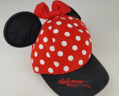 OFFICIAL DISNEY WORLD MINNIE MOUSE EARS RED POLKA DOT YOUTH BASEBALL CAP HAT-image