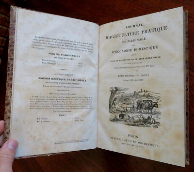 Practical Gardening Journal of Agriculture 1839 French leather book 12 issues-image