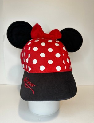 Walt Disney World Minnie Mouse Ears Polka Dot Youth Baseball Hat Cap Red Black-image