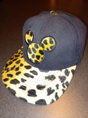 Walt Disney World Fuzzy Animal Kingdom Mickey Cap Baseball Hat VGC Leather Adj-image